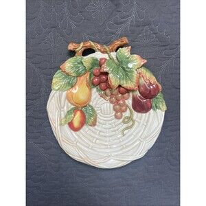 VTG Fitz &Floyd Country Gourmet Ceramic Handcrafted Platter Fruits Multicolor 9’